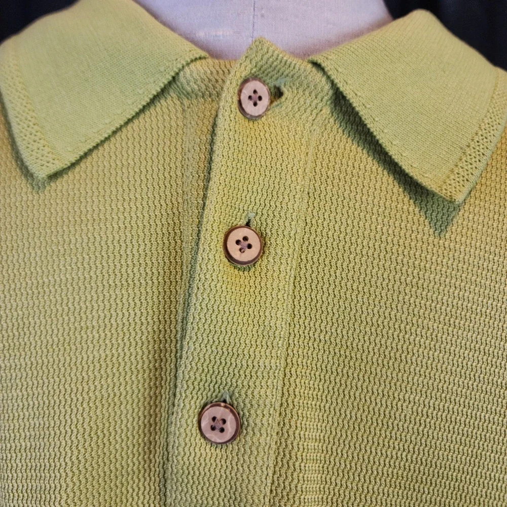 Tommy Bahama Mens Polo Shirt Green Size Large 100%‎ Silk